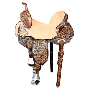 Flex Tree Western Horse Saddle In American Leather Barrel Trail Hilason